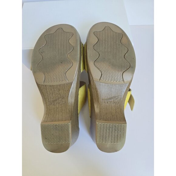 Dansko Sophie Yellow Leather Buckle Slip On Wedge Sandals Shoes 8.5 9 39 - Picture 6 of 11
